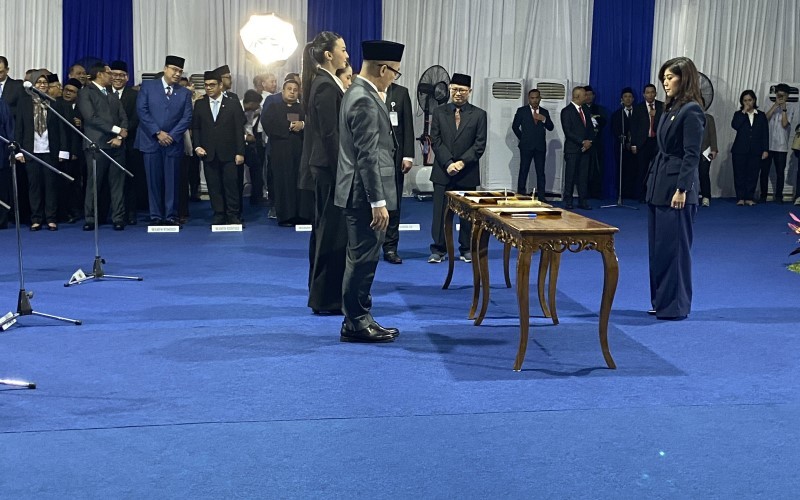 Menteri Komunikasi dan Digital (Menkomdigi), Meutya Hafid melantik Raline Shah sebagai Staf Khusus Menteri. (Foto: MNC Media)