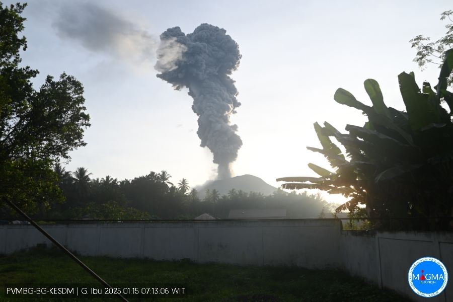 Gunung Ibu Semakin Sering Erupsi, Letusan Abu Vulkanik Capai 4 Km. (Foto: MNC Media)