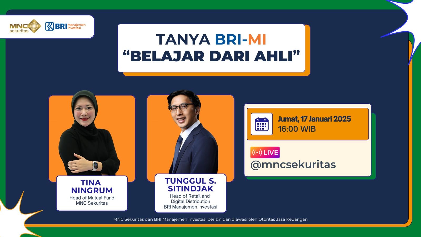 Saksikan IG Live Tanya BRI-MI Belajar dari Ahli soal Reksa Dana Sore Ini (foto mnc media)