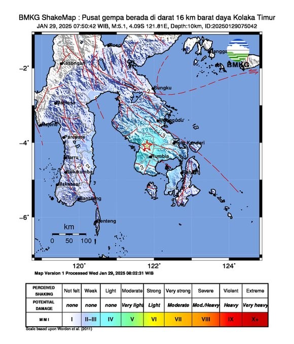 Kolaka Timur Sultra Kembali Diguncang Gempa M 5,1 Pagi Ini (foto bmkg)