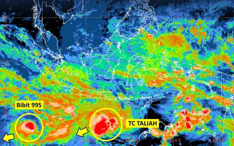 BMKG melalui Tropical Cyclone Warning Center (TCWC) Jakarta mendeteksi Siklon Tropis Taliah di dekat wilayah Indonesia.