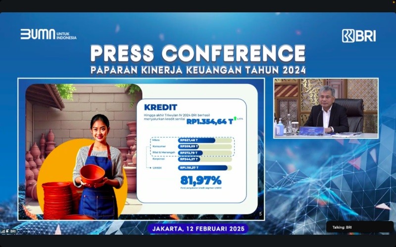  PT Bank Rakyat Indonesia (Persero) Tbk atau BRI (BBRI) menyalurkan kredit sebesar Rp1.355 triliun sepanjang 2024. (Foto: MNC Media)