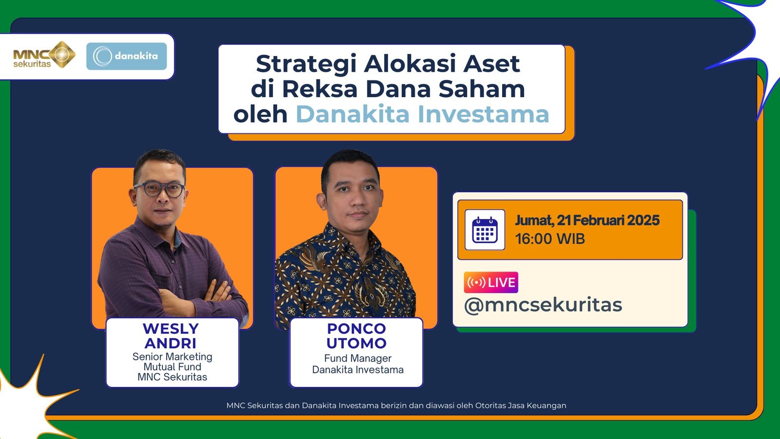 IG Live MNC Sekuritas: Tips Strategi Alokasi Aset di Reksa Dana Saham Bersama Danakita Investama. (Foto MNC Media)