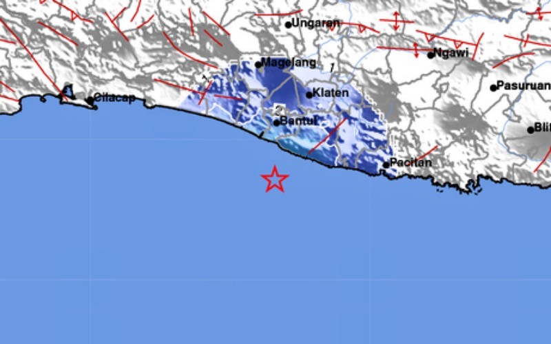 Gempa bumi berkekuatan Magnitudo 4,4 mengguncang wilayah Bantul, Yogyakarta. (BMKG)