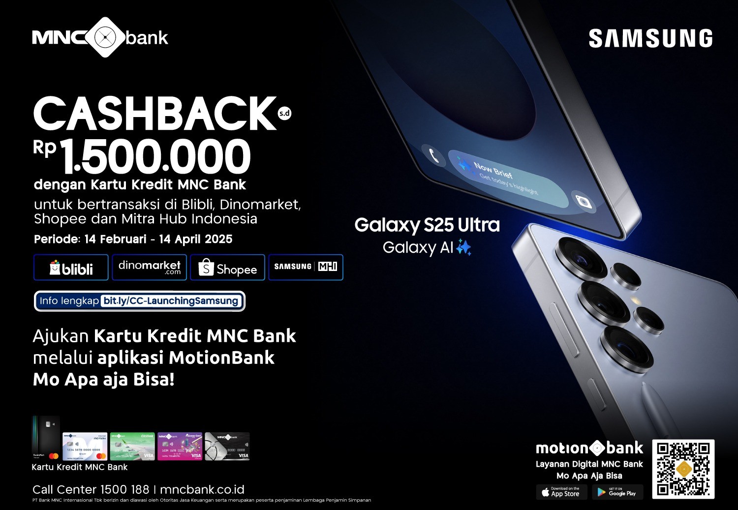 Beli Samsung Galaxy S25 pakai kartu kredit MNC Bank & nikmati cashback hingga Rp1,5 juta! (foto: MNC Media)