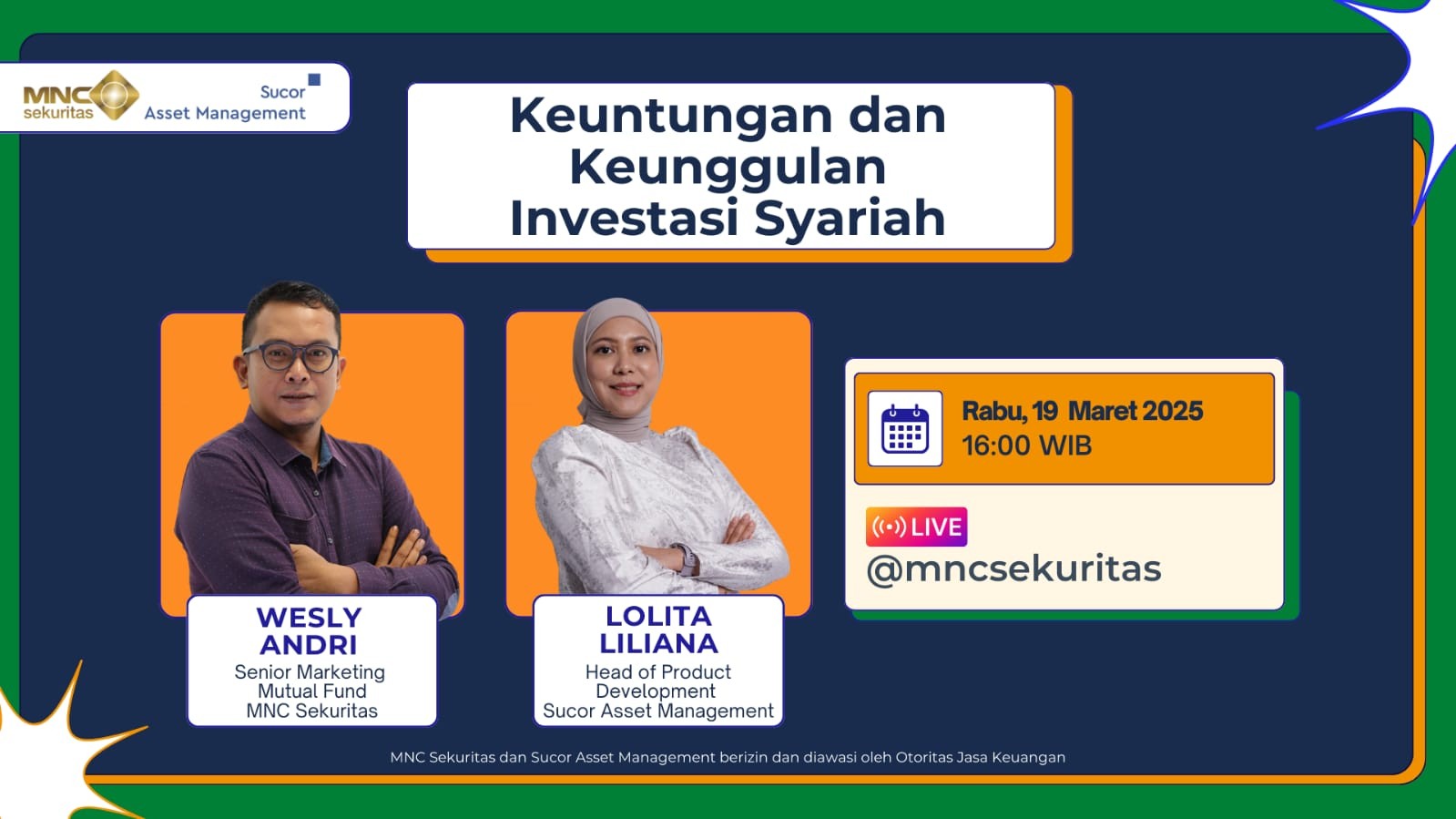 Saksikan IG Live MNC Sekuritas & Sucor AM Keuntungan & Keunggulan Investasi Syariah Sore Ini (FOTO:MNC Media)
