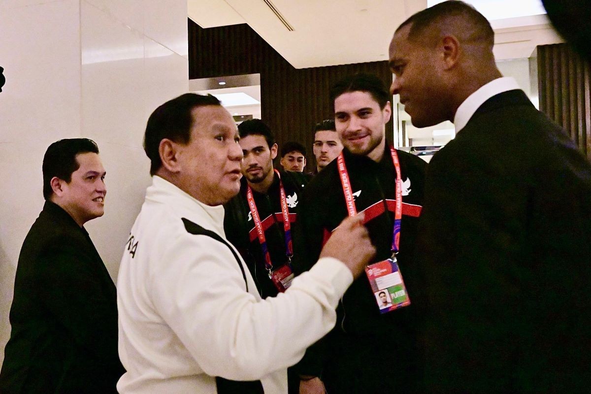 Prabowo Bertemu Pemain Timnas dan Patrick Kluivert Sebelum Jalani Laga Lawan Bahrain. (Foto: Binti/MNC Media)