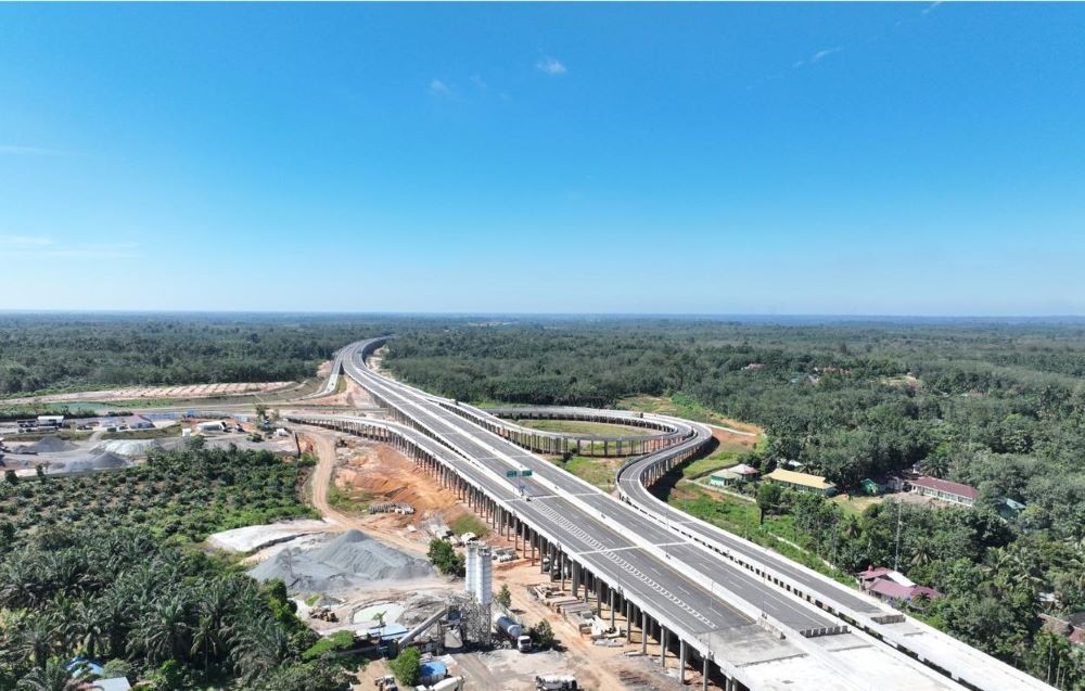Kontruksi Jalan Tol Betung-Jambi Seksi IV Capai Progres 80 Persen. Foto: dok. Hutama Karya.