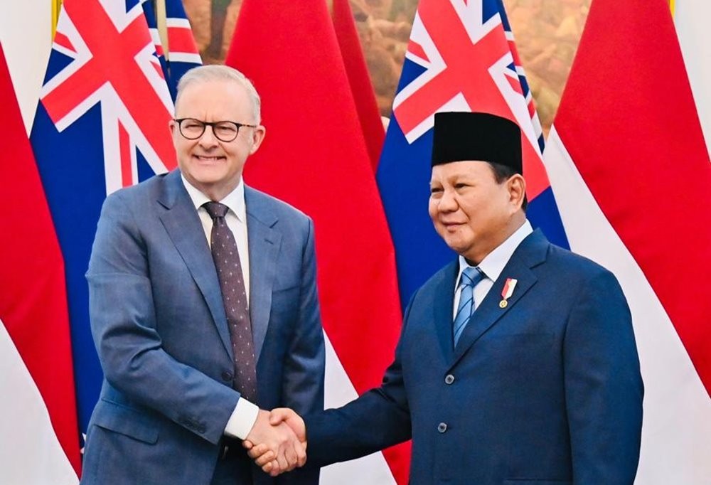 Presiden Prabowo temui Perdana Menteri Australia Anthony Albanese di Istana Merdeka, Jakarta, Kamis (15/5/2025). (Setkab)