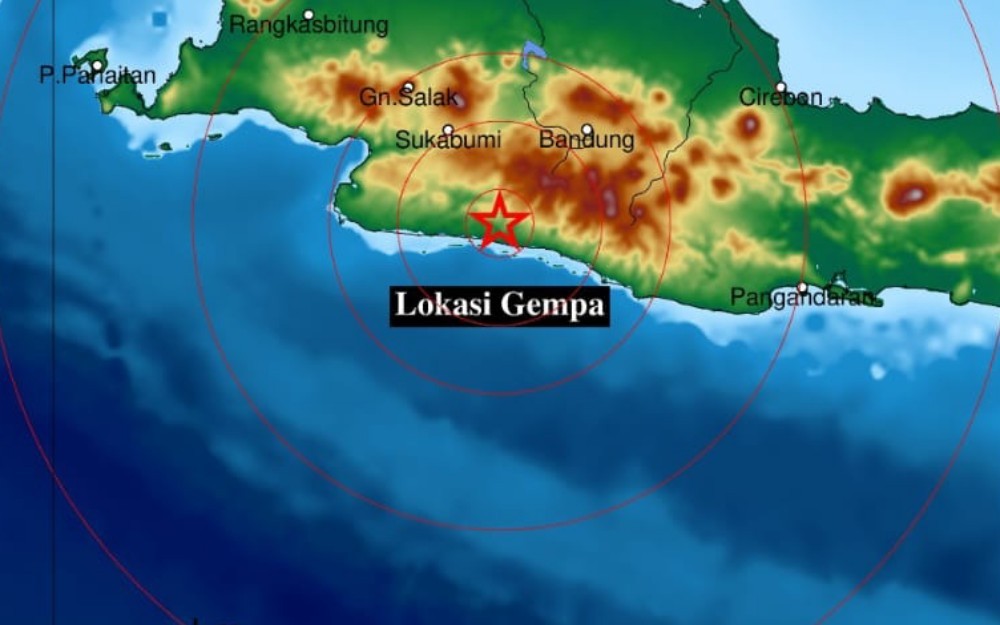 Gempa bumi berkekuatan Magnitudo 4,2 mengguncang Bandung, Jawa Barat. (BMKG)