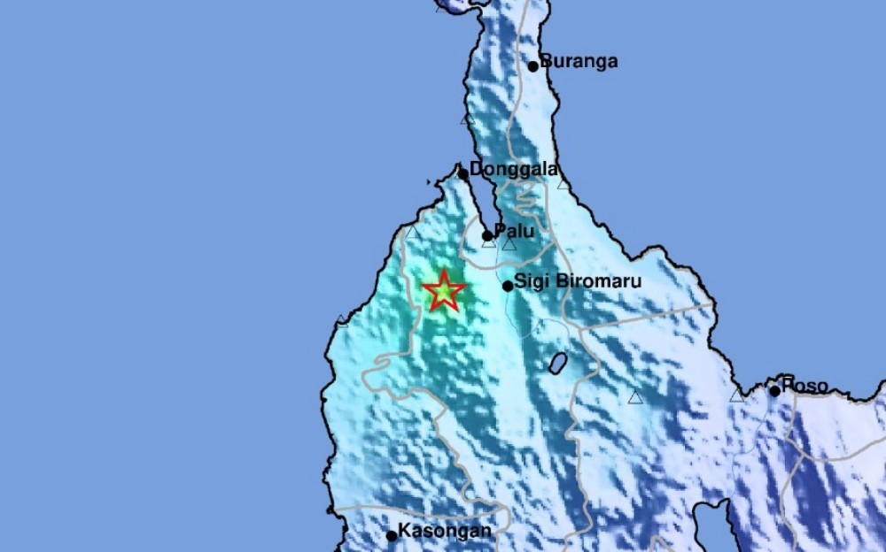Gempa bumi berkekuatan Magnitudo 4,9 mengguncang wilayah Palu dan Sigi, Sulawesi Tengah. (BMKG)