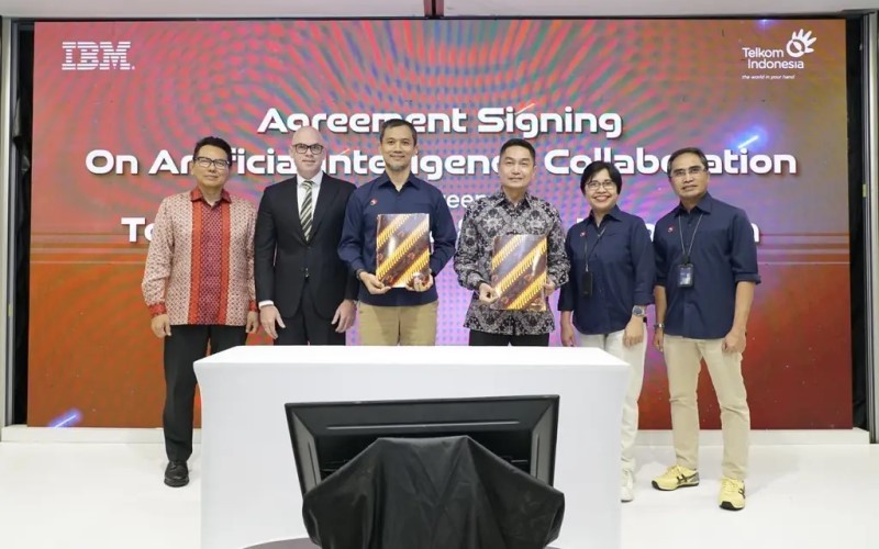PT Telkom Indonesia (Persero) Tbk (TLKM) menggandeng PT IBM Indonesia dalam rangka menghadirkan solusi Sovereign AI. (Foto: Dok. Telkom)