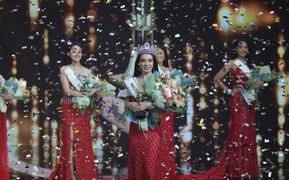 Audrey Bianca Callista Juara Miss Indonesia 2025 (Aldhi Chandra/iNews Media Group)