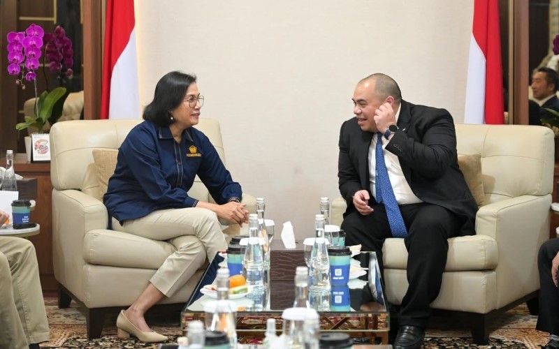 Menteri Keuangan, Sri Mulyani Indrawati menerima kunjungan Chief Investment Officer (CIO) Danantara Indonesia, Pandu Sjahrir. (Foto: IG @smindrawati)