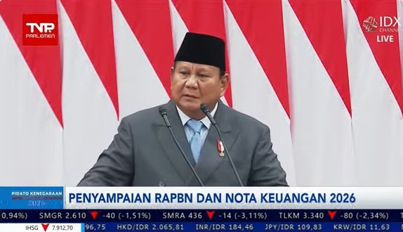 Prabowo Pidato Bersemangat Saat Sampaikan Nota Keuangan, Berikut Detailnya. (Foto: Youtube IDX Channel)
