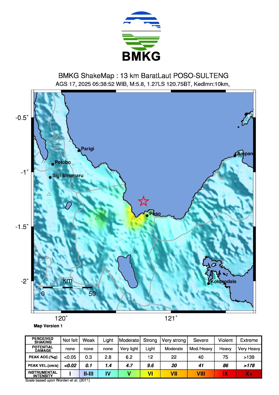 Gempa M6,0 Guncang Poso Sulteng, Terasa hingga Luwu Timur dan Tana Toraja. (Foto: Dok. BMKG)