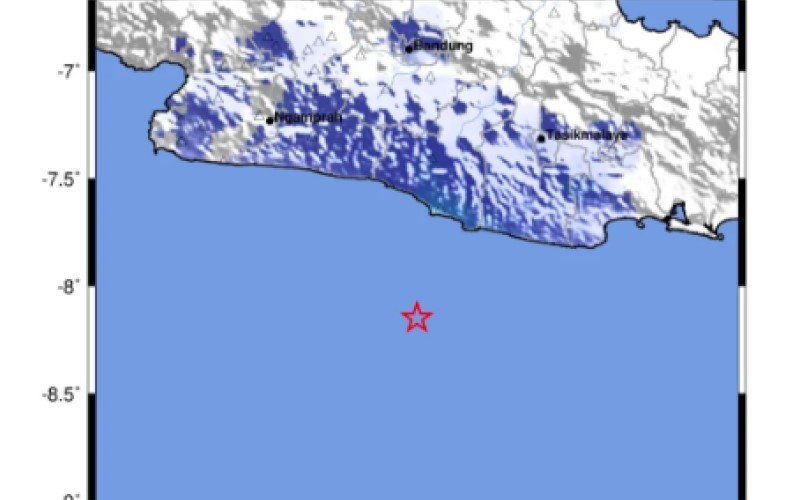 Gempa bumi berkekuatan M4,4 mengguncang Kabupaten Tasikmalaya, Jawa Barat, Senin (1/9/2025) pukul 06.04 WIB. (Foto: Dok. BMKG)