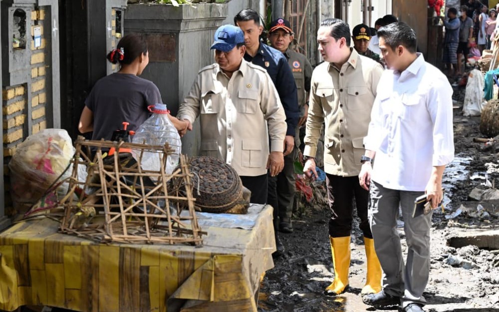 Prabowo Kunjungi Korban Banjir di Bali, Susuri Gang Kecil Rumah Warga (Biro Setpres)