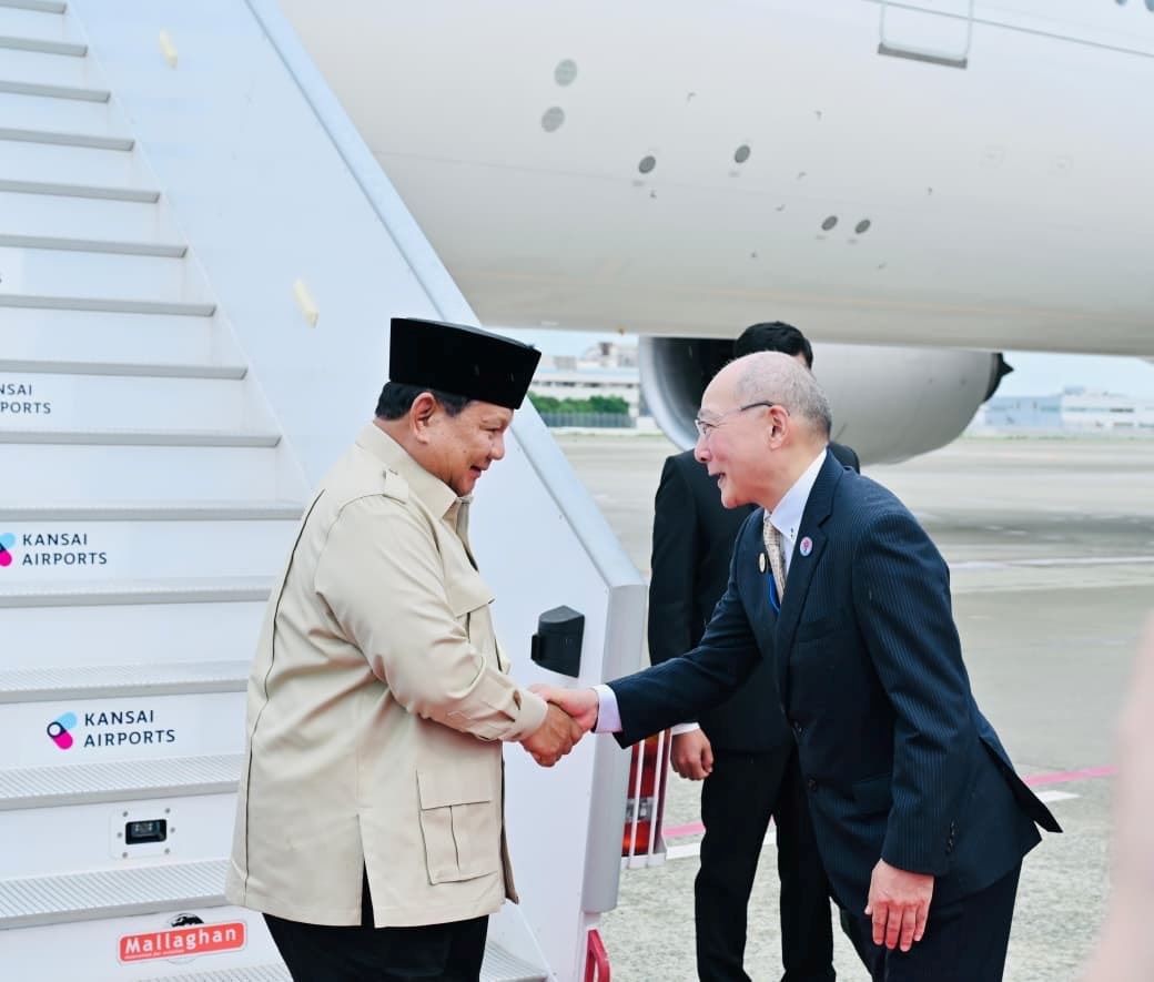 Tiba di Jepang, Prabowo Bakal Mengunjungi Paviliun Indonesia pada Expo 2025 Osaka. (Foto: Inews Media Group)
