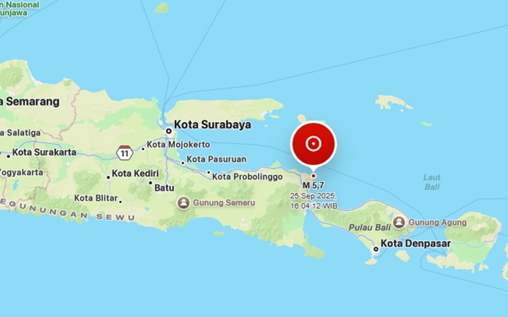 Gempa Bumi Magnitudo 5,7 Guncang Banyuwangi Jatim (BMKG)