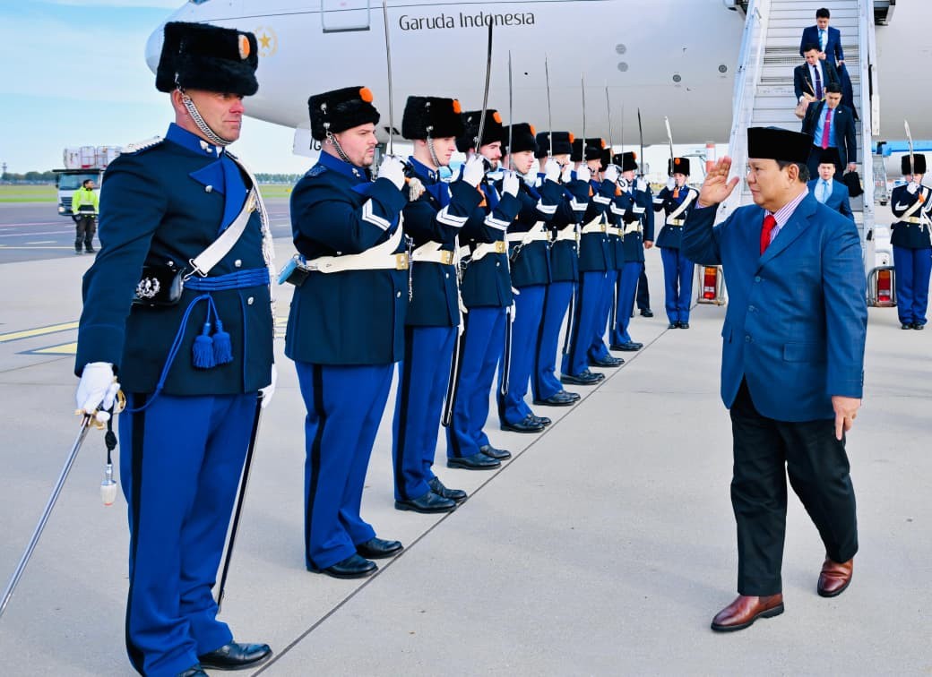 Tiba di Amsterdam Prabowo Disambut Kerajaan Belanda dengan Pasukan Jajar Kehormatan (FOTO:Dok Biro Pers Sekretariat Presiden)