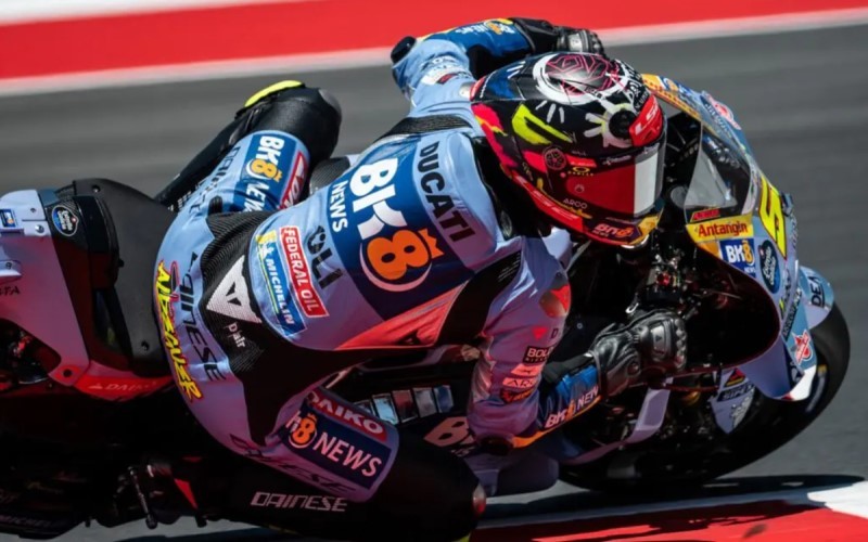 Pembalap Spanyol Fermin Aldeguer sukses menjuarai MotoGP Mandalika setelah finish urutan pertama mengalahkan para pesaingnya. (Foto: iNews Media Group)