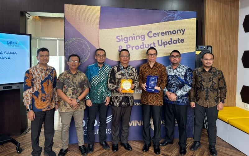 PT MNC Asset Management resmi menjalin kerja sama strategis dengan bjb Sekuritas untuk pemasaran produk reksa dana. (Foto: iNews Media/Agil Ilman)