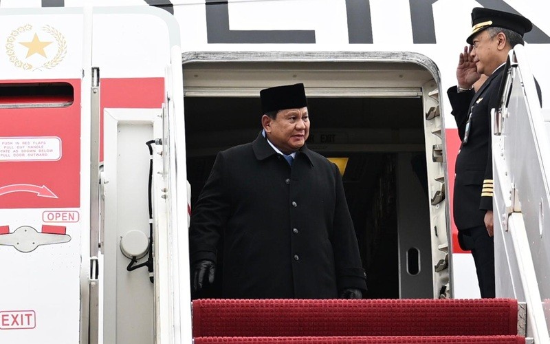 Presiden Prabowo Subianto tiba di Amerika Serikat (AS) pada Selasa (17/2/2026) pukul 11.55 waktu setempat. (Foto: Setneg)