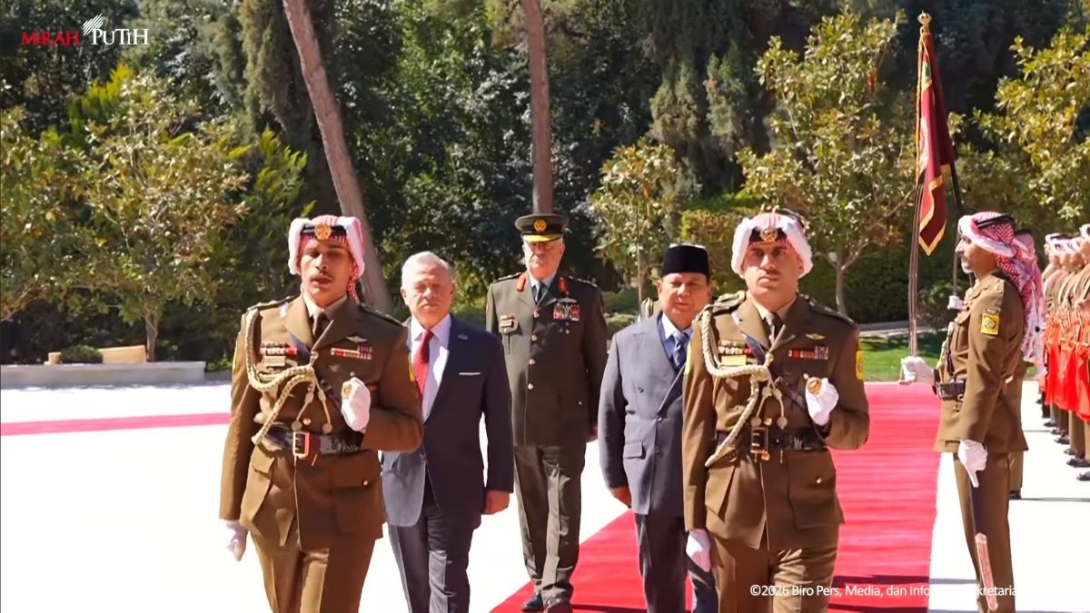 Prabowo Tiba di Istana Basman Yordania, Disambut Langsung Raja Abdullah II. (Foto: Youtube Sekretariat Presiden)