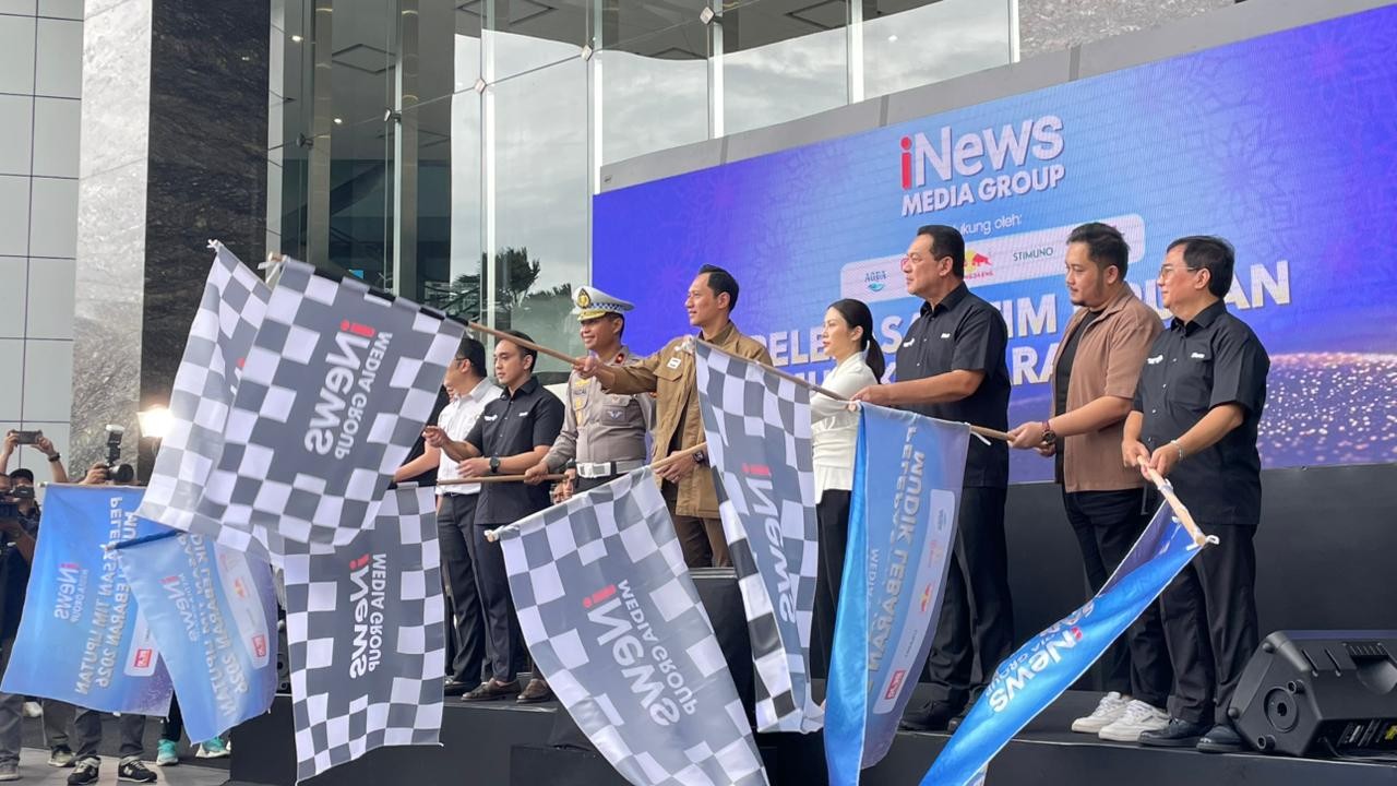 Tim Liputan Mudik Lebaran 2026 iNews Media Group Resmi Diberangkatkan. (Foto Andika/IMG)
