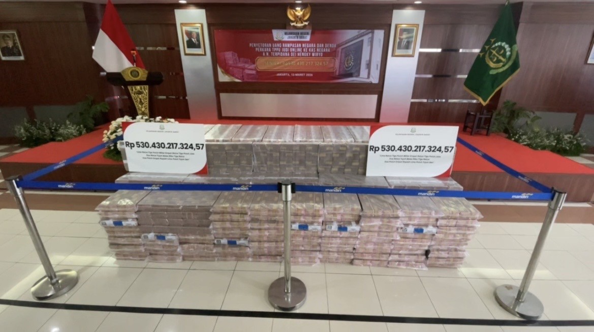 Kejaksanaan Negeri Jakbar Setor Rampasan Judol Senilai Rp530 Miliar ke Kas Negara. (Foto: MNC Media)