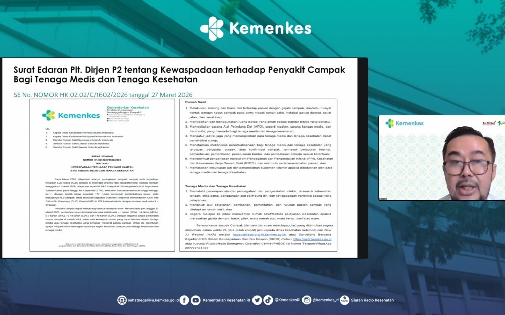 Kemenkes Terbitkan Surat Edaran Kewaspadaan Campak untuk Tenaga Medis dan Kesehatan