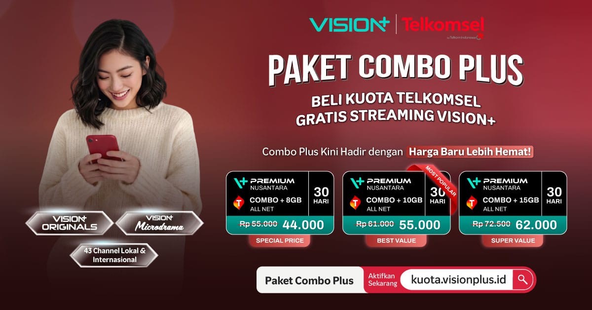 Streaming Kini Lebih Hemat, Kolaborasi Telkomsel dan Vision+ Tawarkan Harga Ramah Kantong. (Foto: Doc VIsion+)