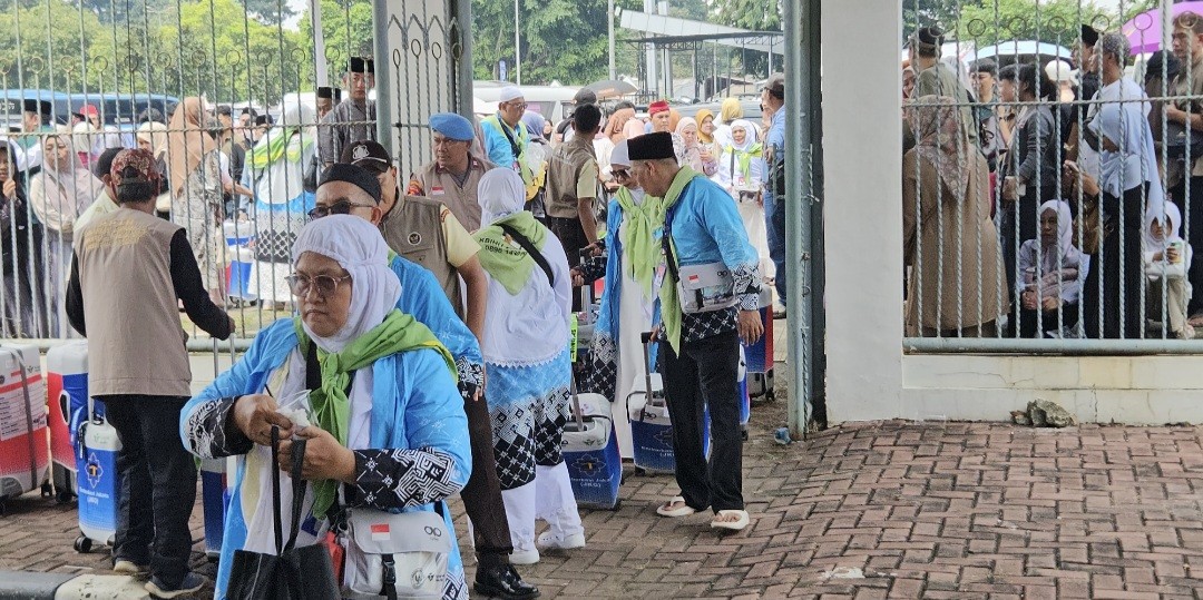 441 Calon Jamaah Haji Kloter ke-3 Tiba di Asrama Haji Pondok Gede  (FOTO:Dok Ist)