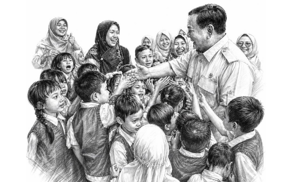 Prabowo Ucapkan Selamat Hari Pendidikan Nasional, Unggah Gambar Sketsa Hitam-Putih