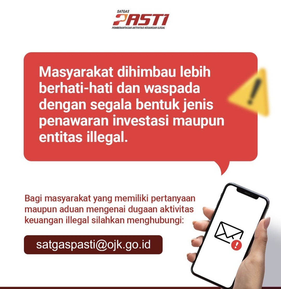 Satgas Pasti Hentikan Kegiatan Usaha CANTVR dan YUDIA (FOTO:Dok OJK)