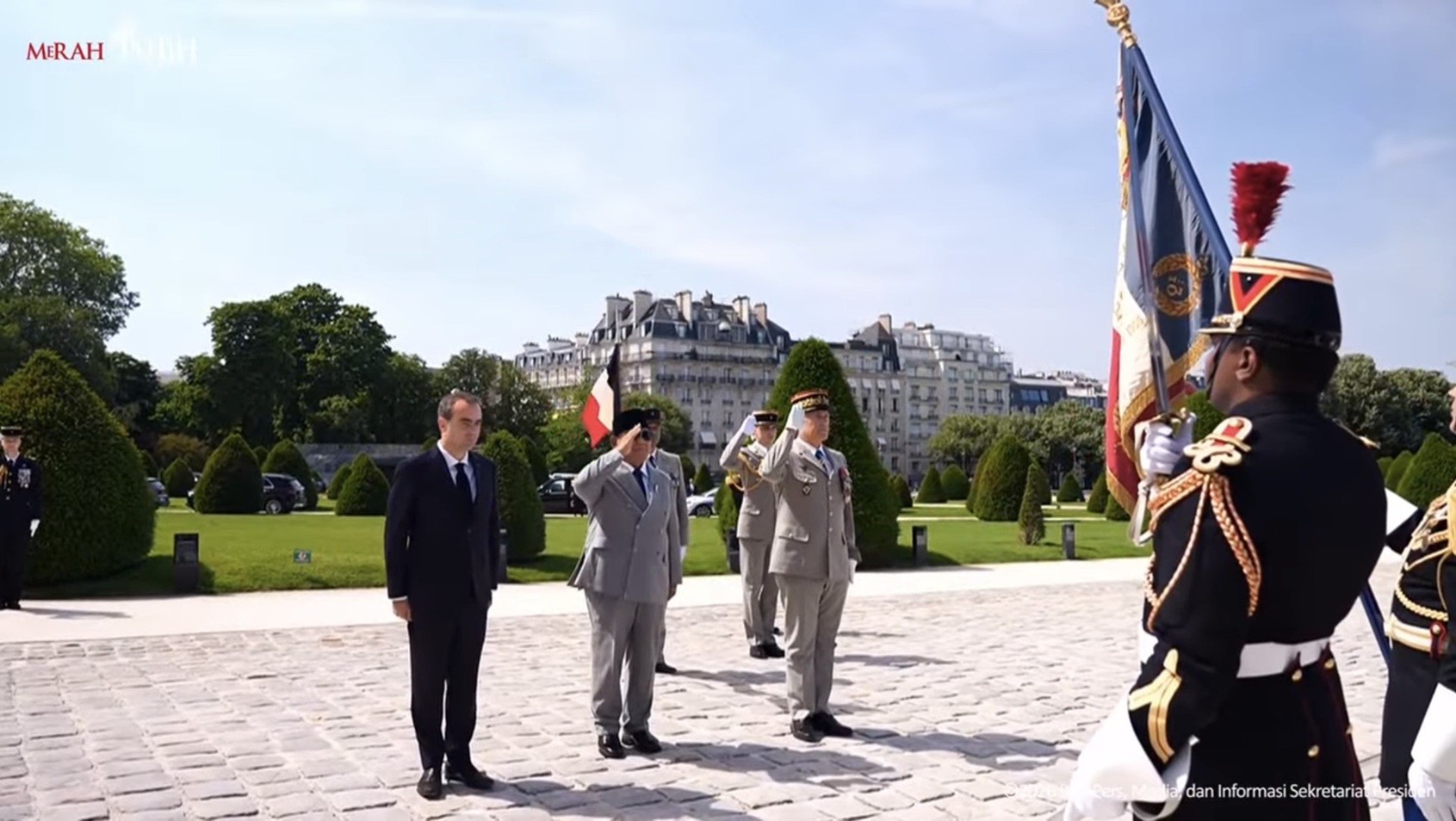 Kunjungan Kerja ke Prancis, Prabowo Tiba di Istana Elysee. (Foto Tangkapan Layar YouTube Setpres)