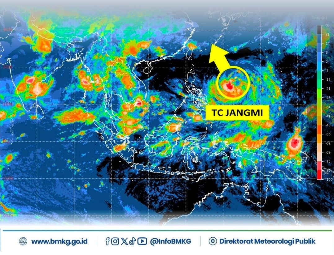 Siklon Tropis Jangmi Terdeteksi, Waspada Hujan Lebat di Sebagian Wilayah Indonesia. (Foto: Dok. BMKG)