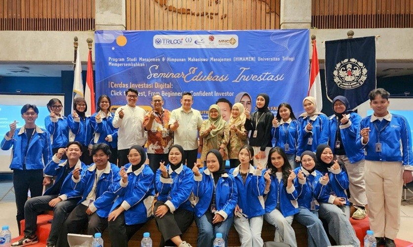 MNC Sekuritas berkolaborasi dengan Universitas Trilogi menggelar Seminar Edukasi Investasi kepada para mahasiswa. (Foto: Ist)