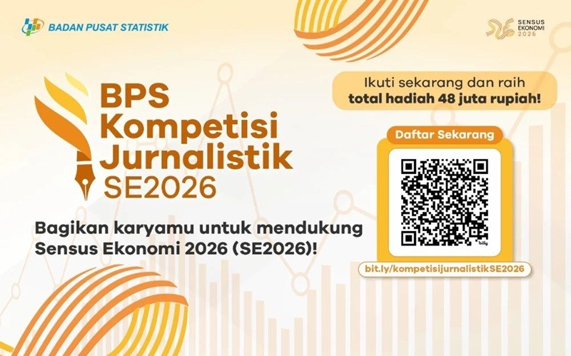 Badan Pusat Statistik (BPS) resmi menggelar BPS Kompetisi Jurnalistik SE2026 dengan total hadiah mencapai Rp48 juta. (Foto: dok. BPS)