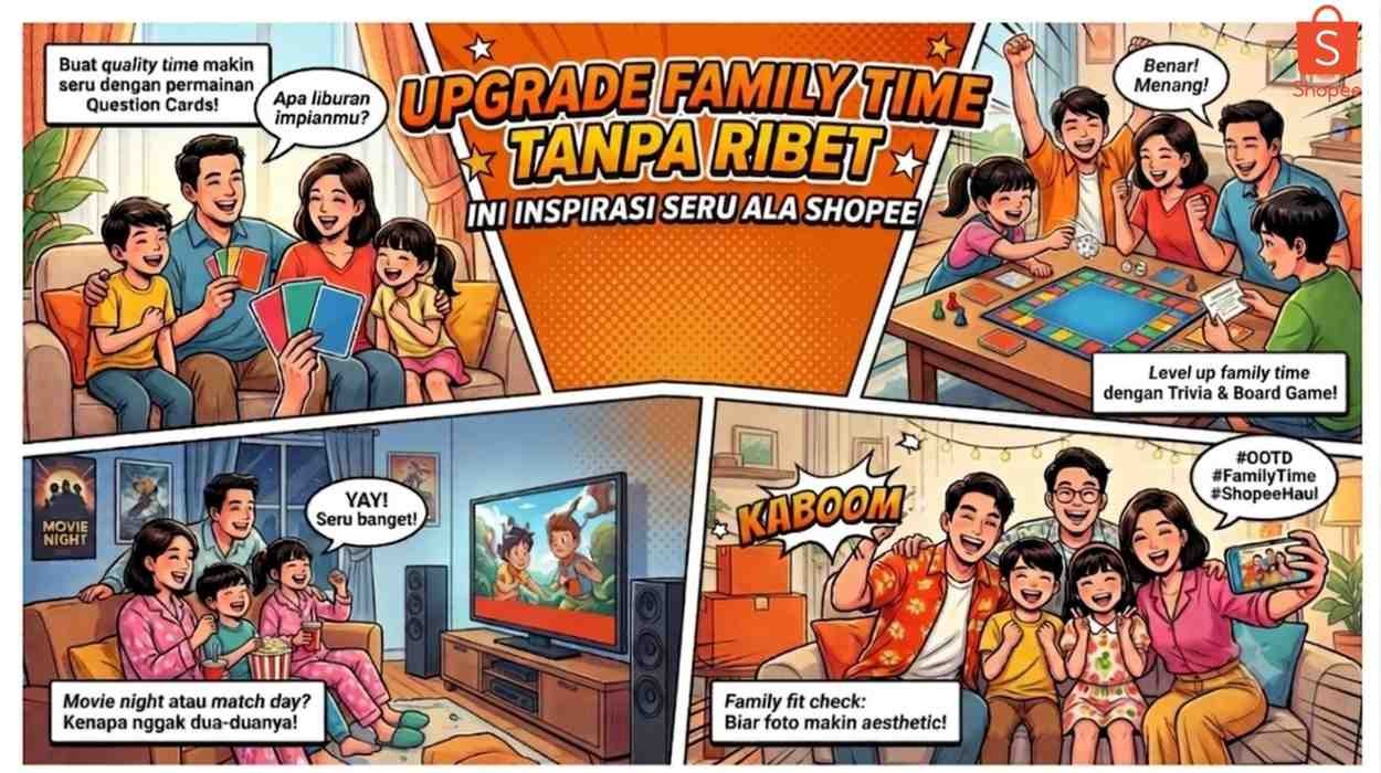 Bikin Momen Kumpul Keluarga di Rumah Makin Seru dengan Inspirasi Kegiatan ala Shopee. (Foto: Doc Shopee)