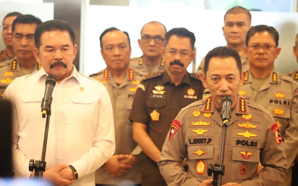 Kunjungi Kejagung, Kapolri: Kami Sampaikan ke Jajaran Tak Ada Masalah Dua Institusi Ini (Foto Arif Julianto/iNews Media Group)