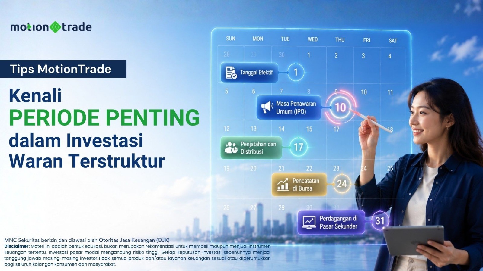 Tips MotionTrade: Kenali Periode Penting dalam Investasi Waran Terstruktur. (Foto: MotionTrade)