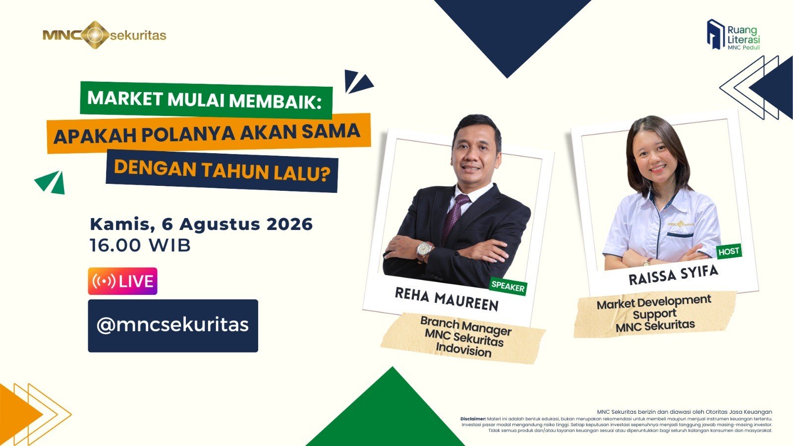 Market Membaik, MNC Sekuritas Ajak Investor Raih Peluang Pasar Lewat IG Live Sore Ini! (Foto: doc MNC Sekuritas)