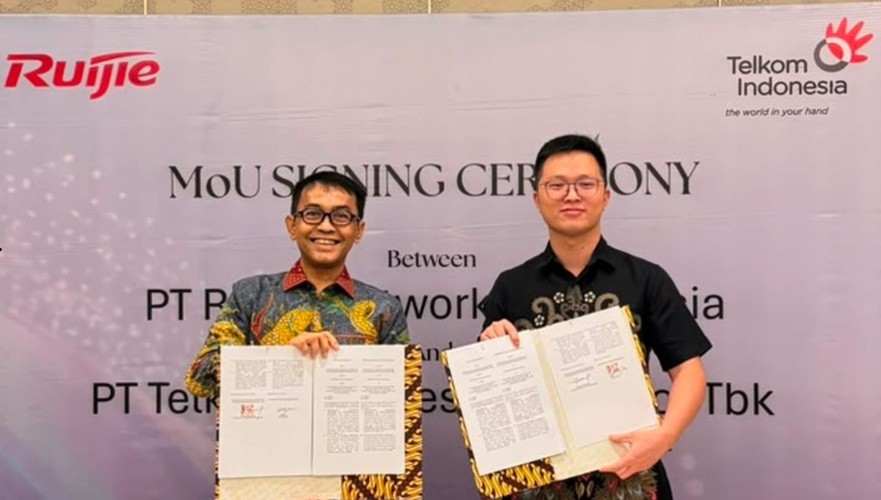 PT Telkom Indonesia (Persero) Tbk (TLKM) menjalin kemitraan strategis dengan penyedia global infrastruktur dan solusi jaringan, Ruijie Networks. (Foto: Ist)