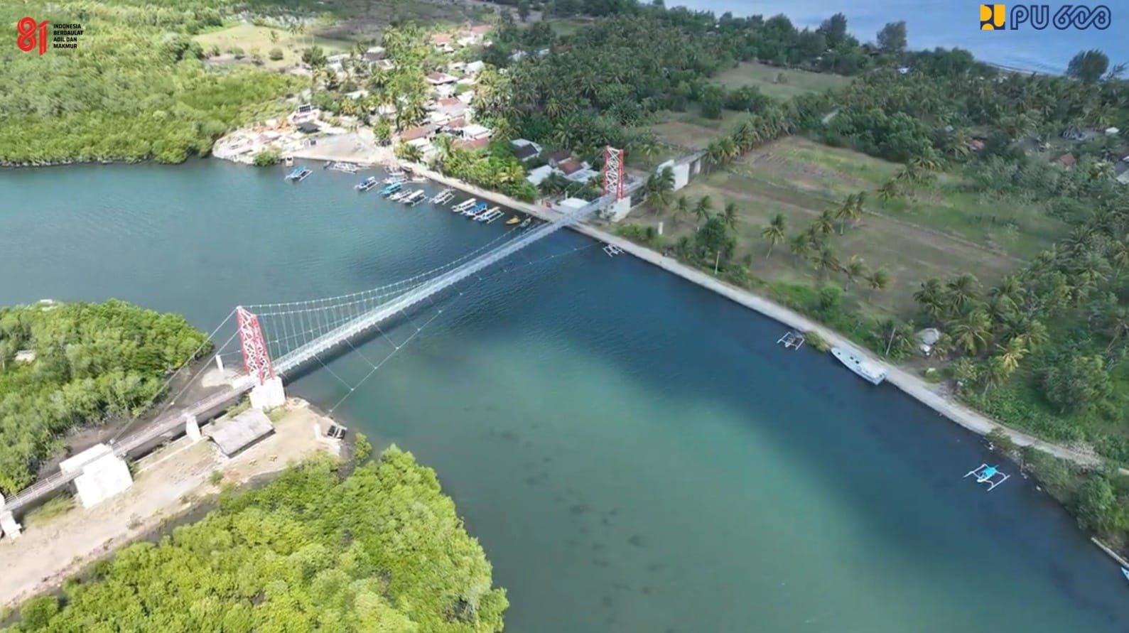Indonesia Miliki Jembatan Gantung Geser Pertama, Begini Penampakannya. (Foto: Kementerian PU)