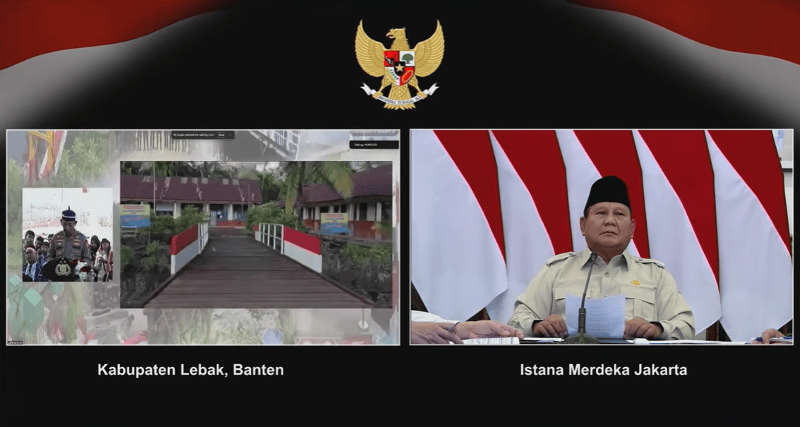 Sebanyak 3.395 Jembatan Berhasil Dibangun, Prabowo Apresiasi Upaya TNI-Polri. (Foto: YouTube/Sekretariat Presiden)