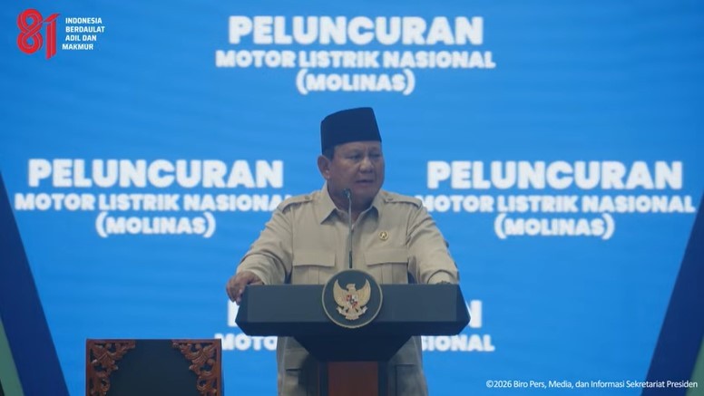 Motor Listrik Nasional Meluncur, Prabowo Janji Bunga Cicilannya Turun dan Tidak Pakai DP. (Foto: Youtube Sekretariat Presiden)