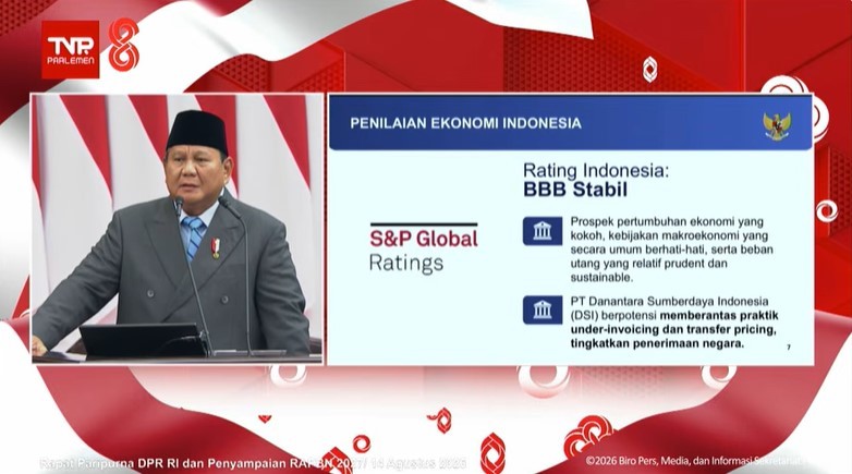 Prabowo Pamer Rating S&P dan China Lianhe, Tegaskan Ekonomi RI Kokoh. (Foto: Aldi Chandra/iNews Media Group)