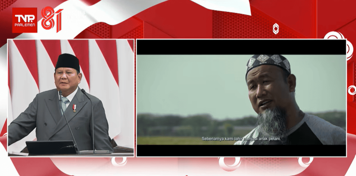 Prabowo Boyong Petani Ngawi yang Sukses Panen 3 Kali ke Senayan, Ini Kisahnya. (Foto: YouTube/Sekretariat Presiden)